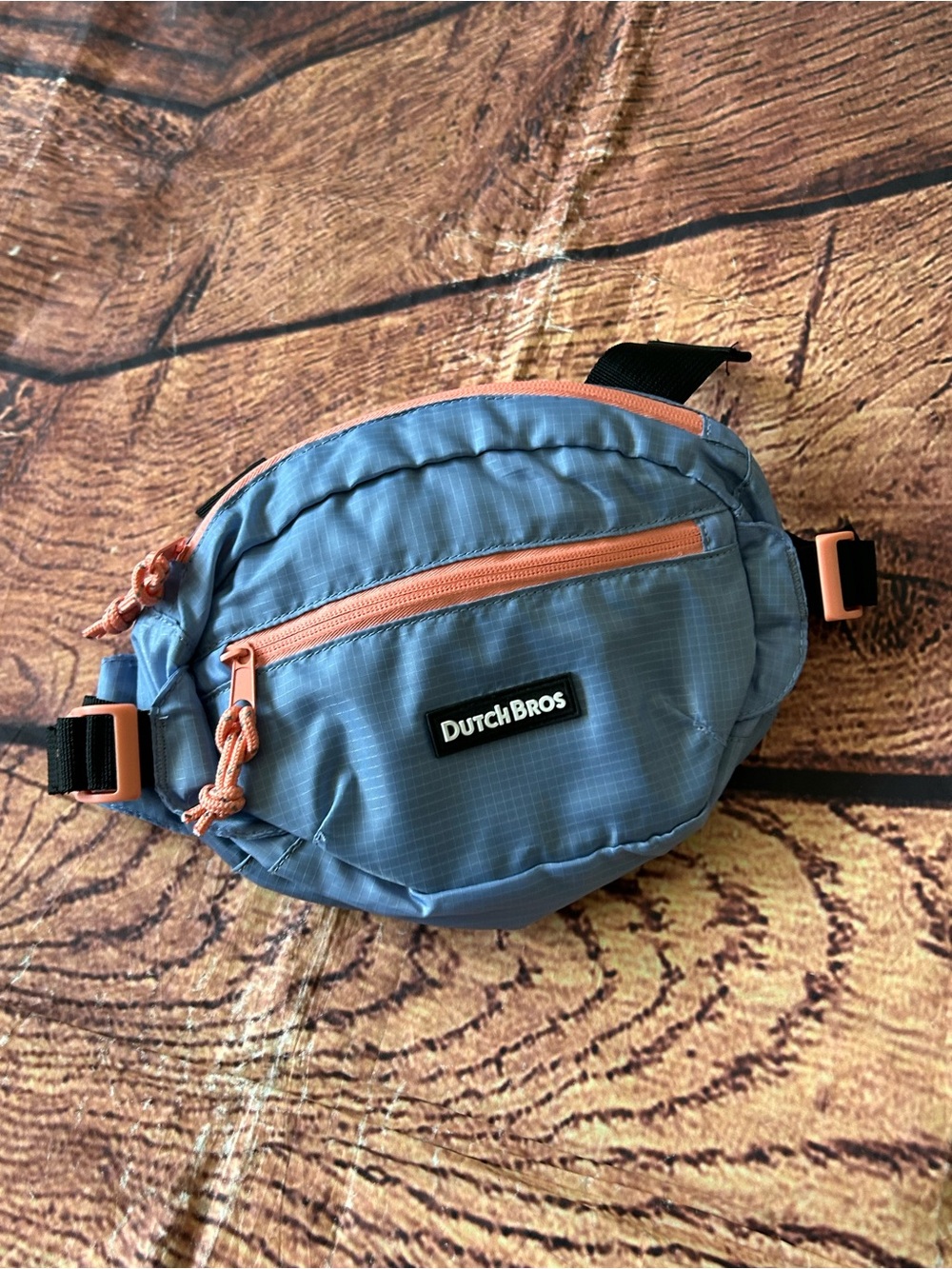 Dutch Bros Employee Promo Waistpack Periwinkle Blue Peach Orange Grid Ripstop